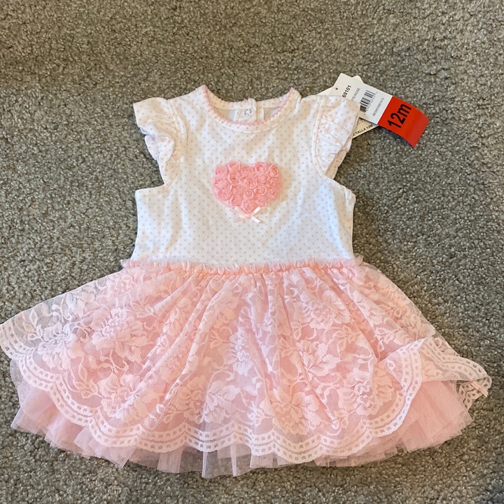 NWT Little Me pink ruffle dress, size 12 months